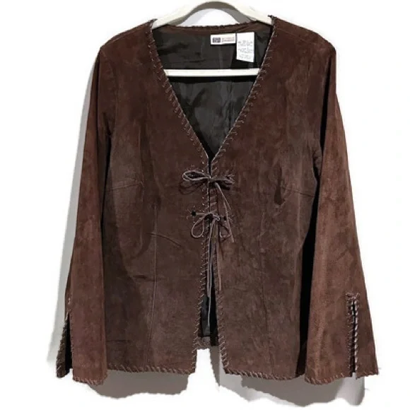 Vintage suede leather Brown Women's Bohemian Jacket - Picture 7 of 7